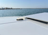 Marine installation of the horizontal cable seal on a boat roof near a flat panel