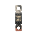 Top-down view of 150A Mega fuse with black housing and clear window