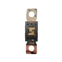 Top-down view of 200A Mega fuse with black housing and clear window