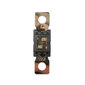 Top-down view of 500A Mega fuse with black housing and clear window