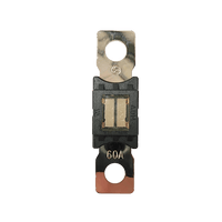 Top-down view of 60A Mega fuse with black housing and clear window