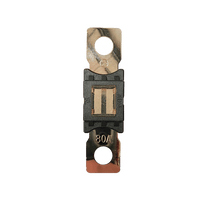 Top-down view of 80A Mega fuse with black housing and clear window
