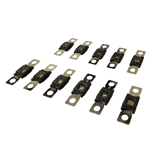 Perspective view of Exotronic Mega fuse range from 40A to 500A