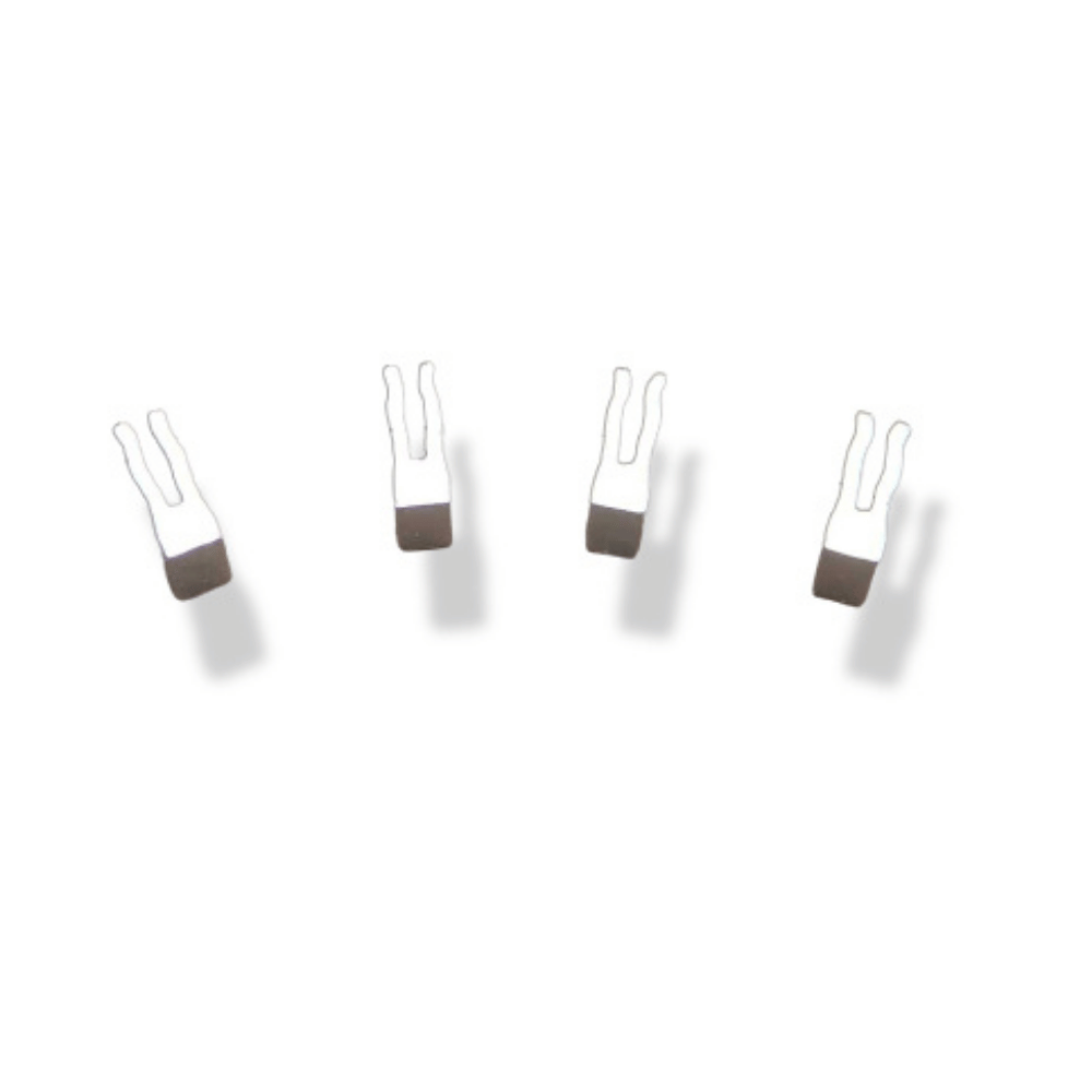 Set of four aluminium tank spacers with rubberised feet arranged in an arc for LPG cylinders