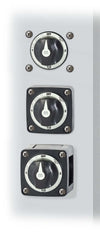 Three mounting examples showing surface, front panel and rear panel installation options