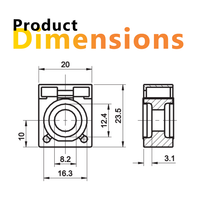 Technical drawing of 300A MRBF fuse dimensions showing 20mm width and 23.5mm height