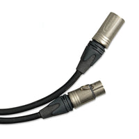 Detail of the male and female Neutrik XLR plugs used for secure in-line testing