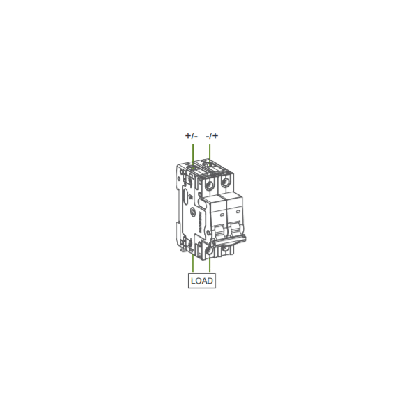 Wiring diagram showing non-polarised input options and load output orientation