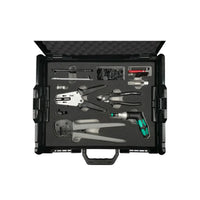 Open hard carry case displaying organized MC4 solar installation tools
