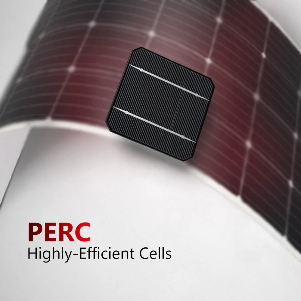Close-up detail of a high-efficiency PERC solar cell
