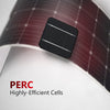 Close-up of a single high-efficiency PERC solar cell on a flexible panel