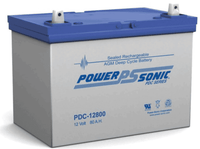 Power-Sonic 12V 80Ah AGM deep cycle battery with blue lid and grey body