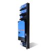 Angled side view of pre-wired Victron power board showing stacked components and cable ducting