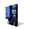 Angled side view of pre-wired Victron power board showing mounting depth and cable management