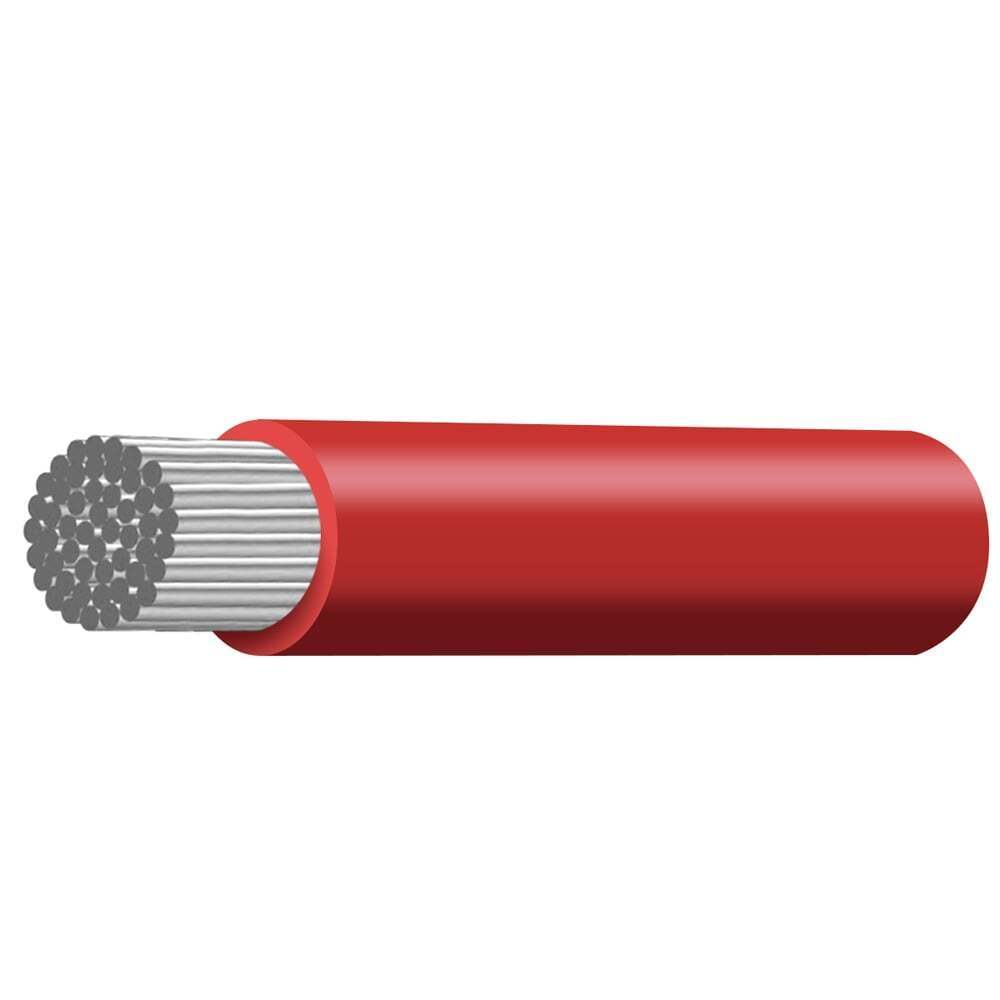 Cutaway view of 2 B&S red marine cable showing stranded tinned copper conductor