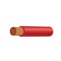 Close-up render of red automotive cable cross-section showing stranded copper wire
