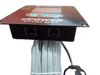 Side view of charger remote panel showing dual RJ45 communication ports and mounting flange