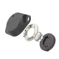 Exploded technical view of RuuviTag Pro showing protective casing, internal circuit board and CR2477T battery