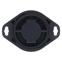 Rear view of RuuviTag Pro sensor showing twist-lock battery cover and mounting holes