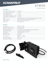 Technical data sheet for Scanstrut ATMOS showing performance specs and air flow volumes