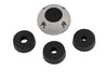 Scanstrut cable seal housing shown from above with three various sized black rubber bungs