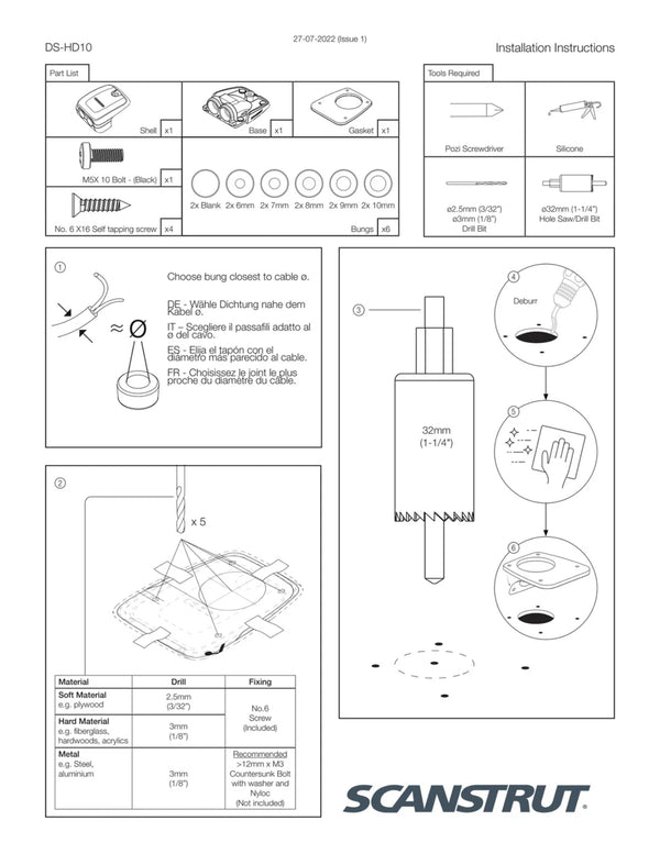 Installation instructions page showing tool requirements and preparation