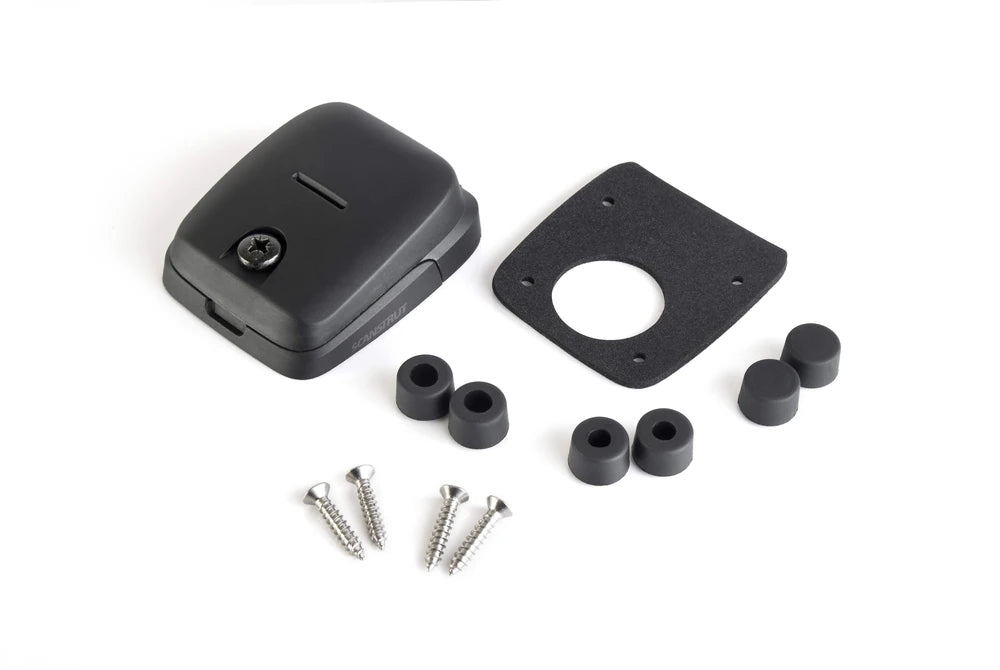 Unboxed Scanstrut cable seal kit showing housing, gasket, bungs and fixings