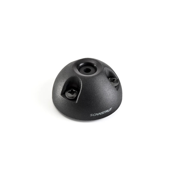 Top view of the black Scanstrut vertical cable seal shell without a cable installed