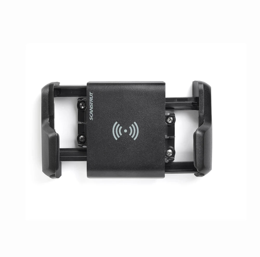 Front view of 10W waterproof wireless charger with open adjustable side grips