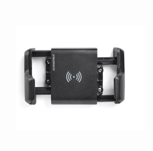 Front view of 10W waterproof wireless charger with open adjustable side grips