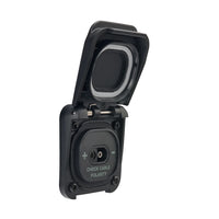 Scanstrut SAE solar input socket with spring-loaded flip lid open showing internal connector