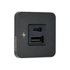 Three-quarter view of black Scanstrut TILE USB-A and USB-C socket