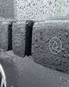 Three Scanstrut Ventura series outlets mounted on a vehicle in wet conditions