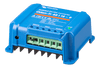 Side perspective view of Victron 48V to 12V converter highlighting the blue housing and mounting tabs