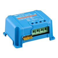 Side perspective of the blue IP43 rated matte plastic converter casing
