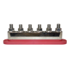Side profile of 6-stud busbar without cover showing stud height and metal thickness