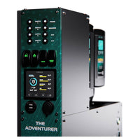 Close-up of the Simarine battery monitor and rocker switches on the Adventurer power system