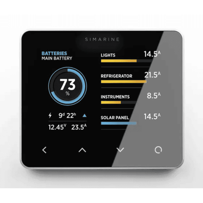 Simarine Pico standalone battery monitor display in silver showing power usage and state of charge SI-PICO-2
