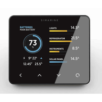 Front view of black surface mount Simarine Pico display showing battery state of charge and appliance power usage