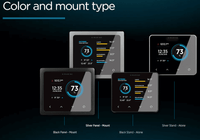 Four Simarine Pico monitors showing black and silver colour options and panel or standalone mounts