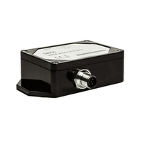 Perspective view of black Simarine SN01 NMEA 2000 Gateway with threaded male connector