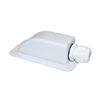Angled view of white single cable entry cover showing gland and mounting flange