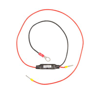 Skylla-i remote on-off cable featuring an inline module, ring terminal, and pin connectors