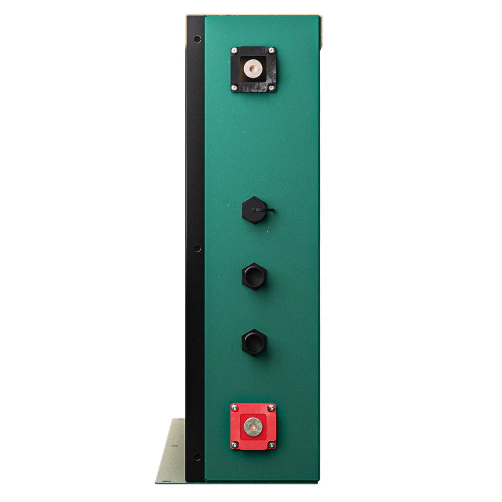 Side view of battery terminals and communication ports on the 300Ah lithium battery
