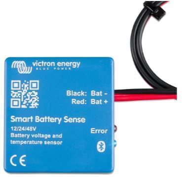 Front view of the Smart Battery Sense unit housing showing wiring labels