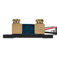 Side view of brass connection blocks and precision shunt resistor element