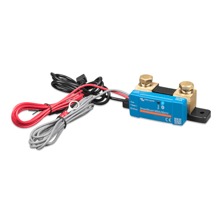 Battery monitor shunt with fused power cables and auxiliary monitoring wires