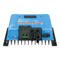 Direct bottom view of MPPT controller showing MC4 connectors and battery terminals