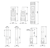Technical dimensional drawing of Exotronic solar connector pair and terminals