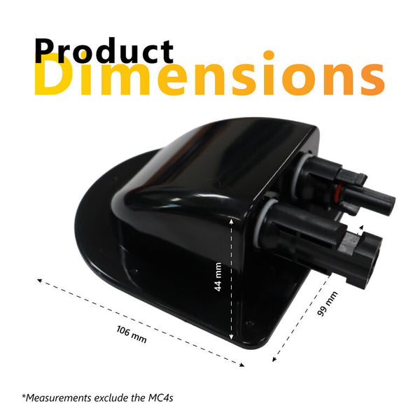 Product dimensions diagram showing 106mm width, 99mm length and 44mm height